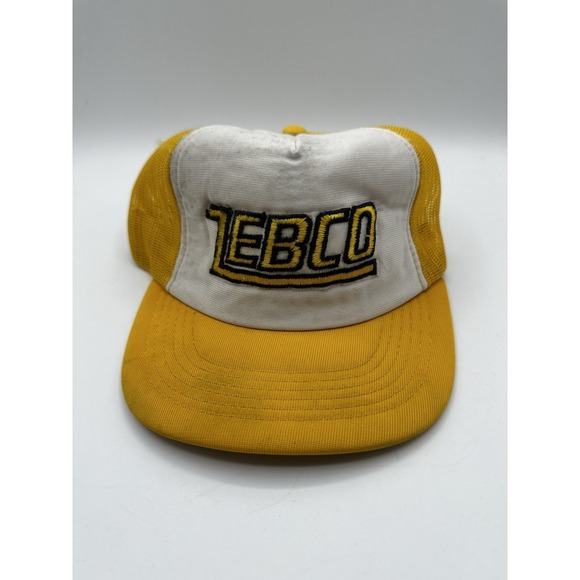Snap-Back Other - VTG ZEBCO Mesh Trucker Hat Yellow White Snapback‎ Fishing Cap